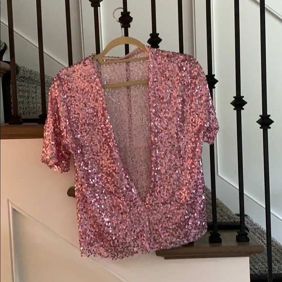 Backless Pink Sequin Top - Picture 2 of 2